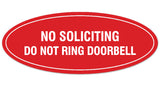 Signs ByLITA Oval No Soliciting Do Not Ring Doorbell Sign - Laser-Engraved Lettering | Durable ABS Plastic | Vibrant Colors | Powerful Foam Tape