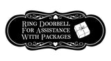 Signs ByLITA Designer Ring Doorbell for Assistance with Packages Wall or Door Sign