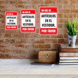 Portrait Round Plus No más de ____ artículos en el vestidor, por favor Wall or Door Sign | Spanish Dressing Room Retailer Signage