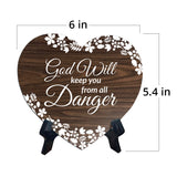 God Will Keep You From All Danger Heart Shape Table Sign (6 x 5.4") | God's Grace Home Decoration