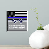 Square Plus First Responders Are Our Lifeline Wall or Door Sign | USA Flag | Police First Responders Appreciation Signage