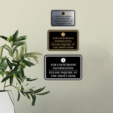 Signs ByLITA Classic Framed For Courtroom Information, Please Inquire at the Front Desk Door or Wall Sign Durable ABS Plastic | Laser Engraved | Easy Installation | Courtroom