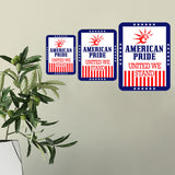 Portrait Round Plus American Pride: United We Stand Door or Wall Sign | Easy Installation | Patriotic Stars and Stripes USA Pride Sign