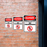 Portrait Round Plus Danger Construction Site No Trespassing Wall or Door Sign | Health And Safety Signage