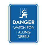 Signs ByLITA Portrait Round Danger Watch For Falling Debris Door or Wall Sign Easy Installation | Health And Safety | Building And Danger Signs