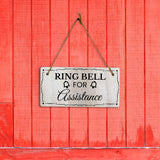 Ring Bell For Assistance 5x10 Hanging Wall or Door Sign | Warm Welcoming Signage For Homes