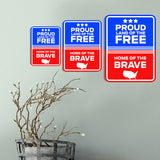 Portrait Round Plus Proud Land of the Free, Home of the Brave Door or Wall Sign | Easy Installation | Patriotic Stars and Stripes USA Pride Sign