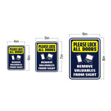 Portrait Round Plus Please Lock All Doors Remove Valuables From Sight Wall or Door Sign | Health And Safety Office Signage