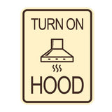 Signs ByLITA Portrait Round Turn On Hood Door or Wall Sign Durable ABS Plastic | Laser Engraved | Easy Installation | Kitchen | Hygiene