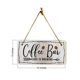 Coffee Bar Love Is Brewing 5x10 Hanging Plus Wall or Door Sign | Home Decor