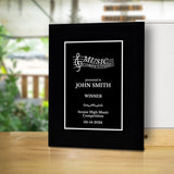 Music Competition Customizable Black Frame Award Plaque | Easel Mount Option | Achievement and Recognition Personalizable Plaques