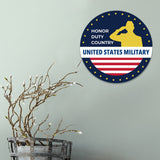 Circle Plus Honor, Duty, Country: United States Military Door or Wall Sign Honor Veterans with Military Signs | US Pride | Veteran Gratitude and Discount Signs