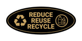 Signs ByLITA Oval Reduce Reuse Recycle Sign - Laser-Engraved Lettering | Durable ABS Plastic | Vibrant Colors | Powerful Foam Tape