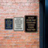 Signs ByLITA Portrait Round Hygiene Safety: Do Not Store Raw Foods and Cooked Foods Together Door or Wall Sign Durable ABS Plastic | Laser Engraved | Easy Installation | Kitchen | Hygiene