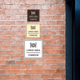 Signs ByLITA Square Lunch Area Door or Wall Sign | Spanish Bilingual Business And Office Signs