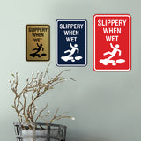 Signs ByLITA Portrait Round Slippery When Wet Wall or Door Sign
