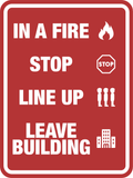 Portrait Round Plus In A Fire Stop Line Up Leave Building Wall or Door Sign | Children Safety Signs