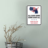 Portrait Round Plus All Gave Some Some Gave All Thank You For Your Service Door or Wall Sign Honor Veterans with Military Signs | US Pride | Veteran Gratitude and Discount Signs