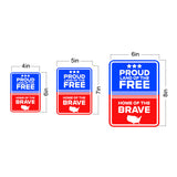 Portrait Round Plus Proud Land of the Free, Home of the Brave Door or Wall Sign | Easy Installation | Patriotic Stars and Stripes USA Pride Sign