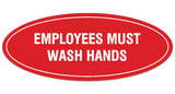 Signs ByLITA Oval Employees Must Wash Hands Sign - Laser-Engraved Lettering | Durable ABS Plastic | Vibrant Colors | Powerful Foam Tape