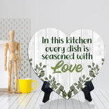 In This Kitchen Every Dish is Seasoned With Love Heart Table Sign with Acrylic Stand (6x5") | Just Married Decoration Idea