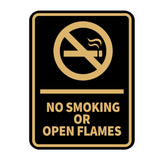 Signs ByLITA Portrait Round No Smoking Or Open Flames Door or Wall Sign Durable ABS Plastic | Laser Engraved | Easy Installation | Kitchen | Hygiene