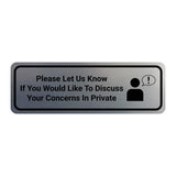 Signs ByLITA Standard Please Let Us Know If You Would Like To Discuss Your Concerns In Private Door or Wall Sign Durable ABS Plastic | Laser Engraved | Easy Installation | Elegant Design
