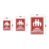 Portrait Round Plus Family Emergency Meeting Place Wall or Door Sign | Home Safety Sign