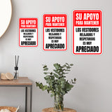 Portrait Round Plus Su Apoyo Para Mantener Los Vestidores Relajados y Respetuosos es Muy Apreciado Wall or Door Sign | Spanish Dressing Room Retailer Signage