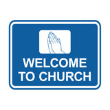 Classic Framed Welcome To Church Praying Hands Wall or Door Sign