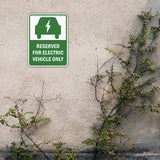 Portrait Round Plus Reserved For Electric Vehicle Only Door or Wall Sign | Electric Vehicle Charging Station | Parking