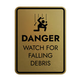 Signs ByLITA Portrait Round Danger Watch For Falling Debris Door or Wall Sign Easy Installation | Health And Safety | Building And Danger Signs