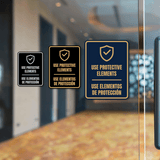 Signs ByLITA Portrait Round Use Protective Elements Door or Wall Sign | Spanish Bilingual Warehouse Health and Safety Signs