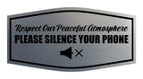 Signs ByLITA Fancy Respect Our Peaceful Atmosphere: Please Silence Your Phone Easy Installation | Durable Construction | Barbers | Grooming and Styling | Hair Wall or Door Sign