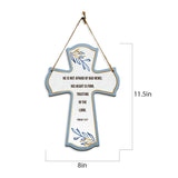 He is not afraid of bad news; his heart is firm, trusting in the Lord. Psalm 112:7 11.5" x 8" Cross Hanging Sign | Rustic Twine | Inspiring Religious Bible Decor