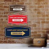 Signs ByLITA Fancy Complaint Dept. 100000 Miles Arrow Funny Office Wall or Door Sign