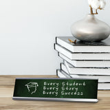 Every Student, Every Story, Every Success Silver Frame Desk Sign (2x8") | Classroom Special Needs Support