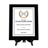 Skiing Customizable Black Frame Wooden Award Plaque | Easel Mount Option | Achievement and Recognition Personalizable Plaques