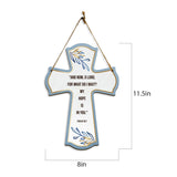 “And now, O Lord, for what do I wait? My hope is in you." Psalm 39:7 11.5" x 8" Cross Hanging Sign | Rustic Twine | Inspiring Religious Bible Decor