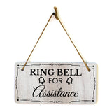 Ring Bell For Assistance 5x10 Hanging Wall or Door Sign | Warm Welcoming Signage For Homes