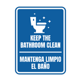 Signs ByLITA Portrait Round Keep The Bathroom Clean Door or Wall Sign | Spanish Bilingual Business And Office Restroom Hygiene Signs