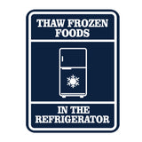 Signs ByLITA Portrait Round Thaw Frozen Foods In The Refrigerator Door or Wall Sign Durable ABS Plastic | Laser Engraved | Easy Installation | Kitchen | Hygiene