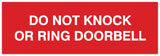 Signs ByLITA Basic Do not knock or ring doorbell Sign - Laser-Engraved Lettering | Durable ABS Plastic | Vibrant Colors | Powerful Foam Tape