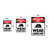 Portrait Round Plus Construction Zone Wear Hard Hat Wall or Door Sign | Health And Safety Signage