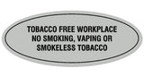 Signs ByLITA Oval Tobacco Free Workplace No Smoking, Vaping or Smokeless Tobacco Sign - Laser-Engraved Lettering | Durable ABS Plastic | Vibrant Colors | Powerful Foam Tape
