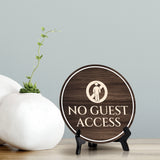 No Guest Access Circle Table Sign with Acrylic Stand (5x5") | Patron Guest Comfort and Safety Sign