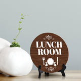 Lunch Room Circle Table Sign with Acrylic Stand (5x5") | Office Spaces Signage
