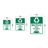 Portrait Round Plus Recycle Used Batteries Here Door or Wall Sign | Health & Safety Signage