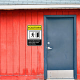 Portrait Round Plus Caution Foot Traffic On Other Side Of Door. Open Door Slowly. Wall or Door Sign | Safety Signage