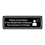 Signs ByLITA Standard Please Let Us Know If You Would Like To Discuss Your Concerns In Private Door or Wall Sign Durable ABS Plastic | Laser Engraved | Easy Installation | Elegant Design